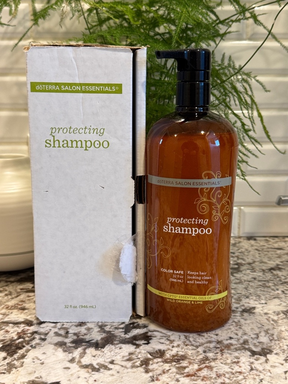 Doterra Protecting Shampoo in Amber Bottle with Black Pump